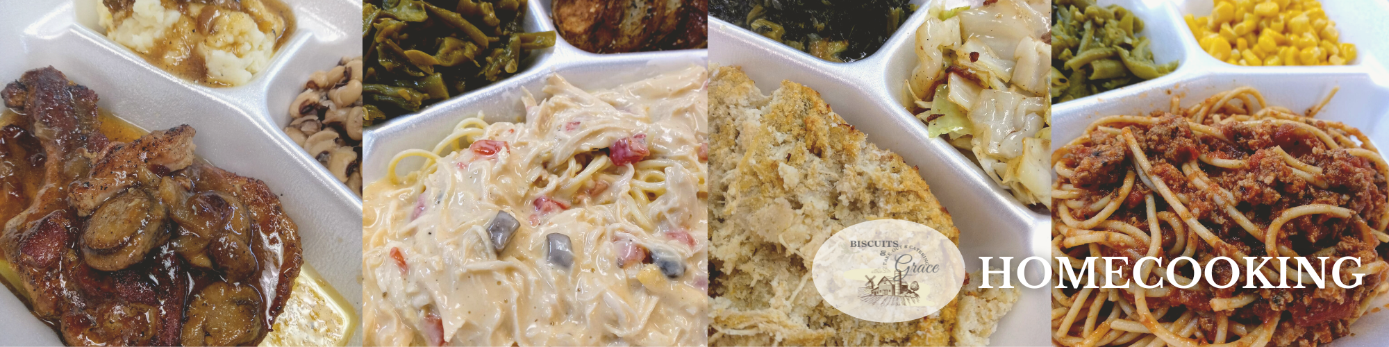 collage of home-cooked take-out meals