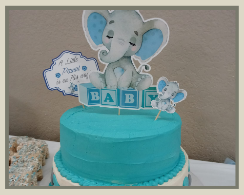blue baby shower cake